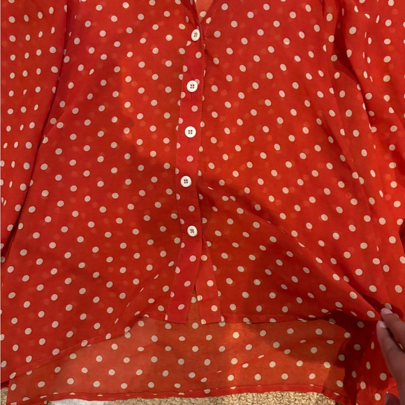 Burnt Orange Slight Crop Polka Dot Top - Picture 2 of 2